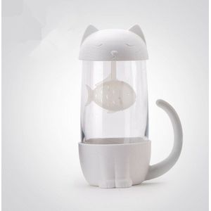 Leuke Kat Water Glazen Fles Zetgroep Filter Sap Thee Cup Mok Auto Draagbare Kantoor Keuken Tool Gadget Inweken Filter Cup