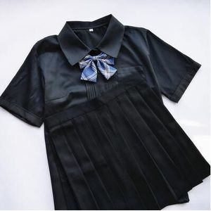 Japanse Jk College Wind Korte Mouw Uniform Pak Orgel Geplooide Shirt Honderd Geplooide Rok En Stropdas Student Drie Kostuums LY-T1