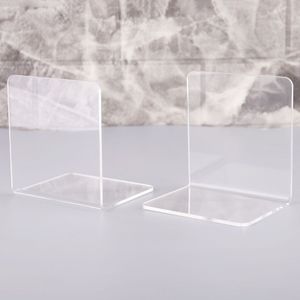 2 Stuks Clear Acryl Boekensteunen L-Vormige Desk Organizer Desktop Boek Houder School Stationery Office Accessoires