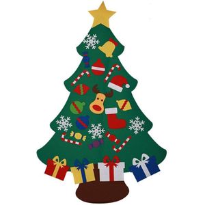 Diy Stereo Voelde Kerstboom Met Decoraties Deur Muur Opknoping Kinderen Gif