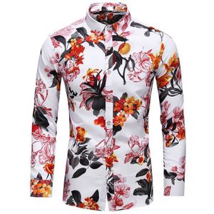 45Kg-120Kg Herfst Mannen Shirts Lange Mouwen Button Up Regular Fit Comfort Bloemen Shirt 5XL 6XL 7XL