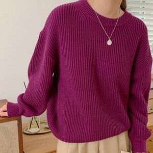 Colorfaith Herfst Winter Vrouwen Truien Trui Stijlvolle Oversize Minimalistische Solid Lady Roze Zoete Tops SW18129