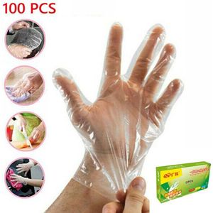 100 Wegwerp Plastic Handschoenen Polyethyleen Boxed Voedsel Prep Voedsel Veilig Maat Medium
