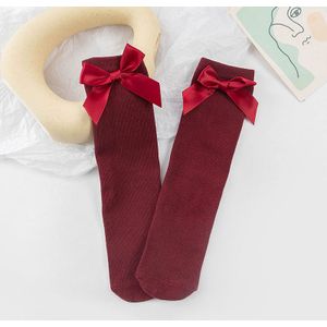 Meisjes Kniekousen Met Bogen Snoep Kleur Katoen Ademende Kousen Prinses Sokken School Marine Blauwe Sokken