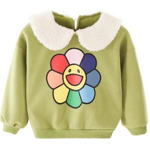 Baby Meisje Kinderen Trui Herfst Winter Tops Katoen Kasjmier Leisure Dagelijkse Zonnebloem Lange-Mouwen Sweatershirt Leuke Print Kleding