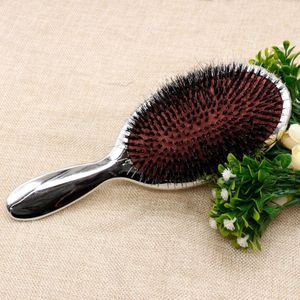 Luxe Goud En Zilver Kleur Varkenshaar Paddle Borstel Ovale Hair Brush Anti Statische Haar Kam Kappers Massage Kam