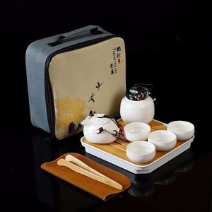 10 stuks Kung fu Thee set, Chinese Reizen Keramische Draagbare Teaset Mooi en theepot waterkoker, keramische Lade Koffiekopje thee kan