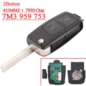 (1 stks) 3 knop Flip afstandsbediening sleutel 7M3 959 753 met 433 MHZ voor vw (7M3959753)