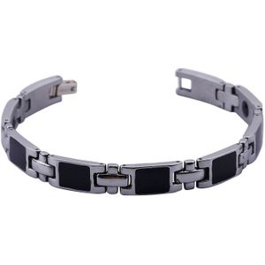 Mens 9 MM Rvs Rubber Magnetische Therapie Link Armband Negatieve Ion Germanium Power Gezondheid Wrist Band 7.5 ""Zilver zwart