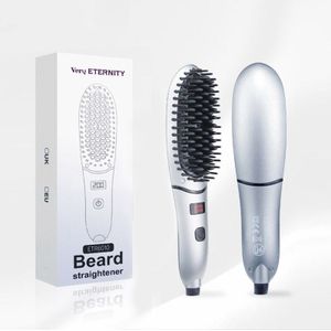 Haar Rechttrekken Borstel Compact Baard Stijltang voor Mannen Baard Rechttrekken Warmte Borstel Kam Ionische LED Display Ionische Warmte
