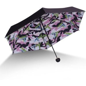 Persoonlijkheid Man Vijf Opvouwbare Paraplu Regen Vrouwen Zwarte Coating Parasol Buiten Reizen Kleine Pocket Parasol Paraguas