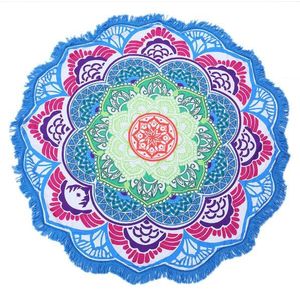 Indian Mandala Strandlaken Grote Lotus Print Ronde Kwastje Wandtapijt Totem Deken Badmode Cover Up Douche Handdoek Yoga Mat 150cm
