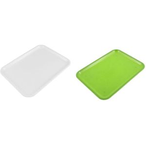 2X10 Inch Lange Rechthoek Dienblad Gemaakt Van Plastic Green & White