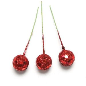 20Pcs Kunstmatige Meeldraden Schuim Sequin Berry Goud Zilver Rood Fruit Bloemen Boeket Diy Meeldraden Decor Voor Bruiloft Home Party levert