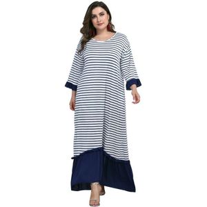 Losse Oversized Maxi Lange Jurk Vrouwen Zomer O Hals Lange Mouw Multicolor Ruches Jurk Plus Size Dames Tuniek Lange Jurken