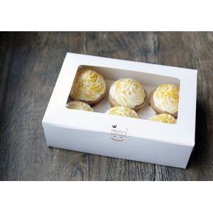 Zuiver wit 6 muffin cupcake verpakking doos verpakking doos koekjes zijn innerlijke houden 6 stuks/lot