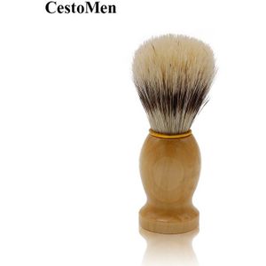 Cestomen Baard Schuim Nat Scheren Borstel 100% Varkenshaar Houten Handvat Facial Haar Reiniging Baard Scheermes Borstel Mannen Grooming gereedschap