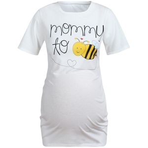 TELOTUNY Moederschap Shirt Vrouwen Korte Mouw Cartoon Honeybee Tops T-shirt Zwangerschap Kleding Moeder Causale Tops Dec19