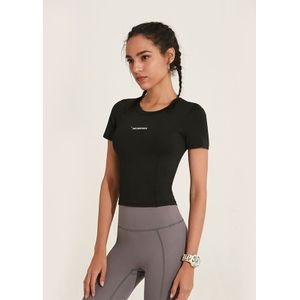 Strakke Yoga Kleding Vrouwelijke Stretch Running Sneldrogende Kleding Waren Dun Sport Shirt Korte Mouw T-shirt Fitness