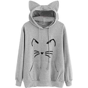 Jaycosin Vrouwen Sweatshirts Lange Mouw Kat Oor Hoodies Sweatshirt Trui Tops Blouse Trui Hoodie Poleron Mujer 19JUL25