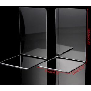 2 Stuks Clear Acryl Boekensteunen L-Vormige Desk Organizer Desktop Boek Houder School Stationery Office Accessoires