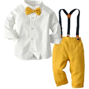 Peuter Kids Jongen Kleding Gentleman Strikje Pak Solid Shirt Tops + Jarretel Broek Kleding kinderen Kostuum Voor Jongen outfits