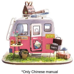 Diy Happy Camper Met Meubels Kinderen Volwassen Miniatuur Kits Houten Speelgoed Pop Gebouw Huis Model Poppenhuis W5Z7
