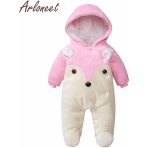 Arloneet Cartoon Jassen Baby Meisjes Winter Dikke Jas Leuke Fox Romper Jumpsuit Hooded Bovenkleding Katoenen Baby Jas Jongen Bovenkleding