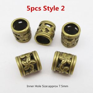 5Pcs/10Pcs Brons Viking Rune Big Hole Haar Vlecht Dread Dreadlock Baard Kralen Ringen Buis Voor Haar accessoires