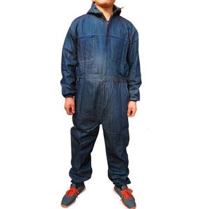 Mannen Katoen Blend Zip-Front Werk Beschermende Overall Denim Overalls Voor Reparateur Machine Auto Reparatie Elektrische Lassen P004