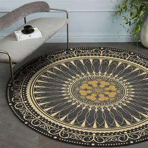 Ronde Tapijt Etnische Stijl Bloem Mandala Gedrukt Zachte Tapijten Voor Woonkamer Anti-Slip Tapijt Stoel Vloer Mat Voor home Decor