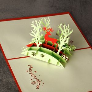 3D Vrolijk Kerstfeest Rendier Custom Wenskaart Ansichtkaarten Handgemaakte Kaart Verjaardagscadeaus Thanksgiving Wenskaart