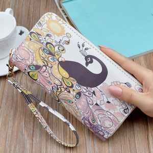 Pu Trend Dames Lange Portemonnee Mode Rits Clutch Bag Koreaanse Versie Afdrukken Student Portemonnee Mobiele Telefoon Tas Vrouwen