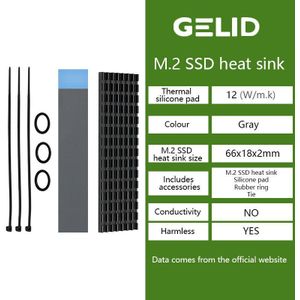 Gelid HS-M2-SSD Solid State Harde Schijf Koellichaam/Siliconen Sheet/Thermische Pad/0.5Mm Dikte/Thermische geleidbaarheid 12/Ssd