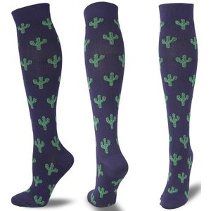 Cartoon Compressie Sokken Mannen Vrouwen Cactus Vlinder Mermaid Shark Happy Grappig Spatader Verpleging Compressie Sokken