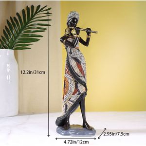 Tribal Dame Standbeeld Afrikaanse Vrouwen Beeldjes Hars Craft Exotische Pop Woondecoratie Voor Eetkamer Bureau Decoratie Minimalistische