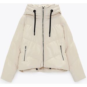 Rr Winter Dikke Casual Hooded Parka Vrouwen Mode Pu Lederen Jassen Vrouwen Elegante Rits Een Lijn Katoen Jassen Vrouwelijke Dames in