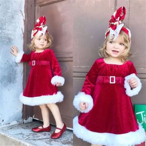 Emmababy Kids Meisjes Kerst Ronde Hals Kerstman Jurken Leisure Comfort Baby Meisje Kostuum Tailleband Dress
