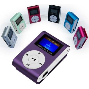 MP3 Speler Mini Usb Clip Lcd-scherm Ondersteuning 32 Gb Micro Sd Tf Kaart Paars Audio Muziek Met Li-Ion batterij