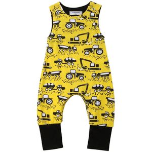 Focusnorm Mouwloze Baby Jongen Meisje Kinderen Romper Mouwloos Print Winkelwagen Jumpsuit Playsuit Kleding Outfits