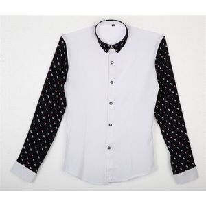 Mode Heren Stijlvolle Luxe Shirt Zomer Lange Mouwen Dot Printing Casual Slim Fit Mens Kleding Dragen