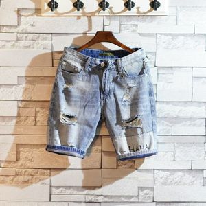 Ripped Denim Shorts Mannen \ 'S Zomer Losse Koreaanse Trend Dunne Gedeelte Harajuku Bf Broek Paard Korte broek