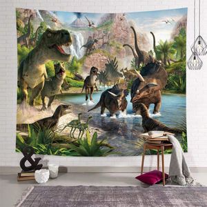 Dinosaurus Tapijt Muur Opknoping Wilde Anicient Dieren Tapestry Tropische Natuur Decor