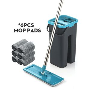 Platte Squeeze Mop En Emmer Hand Gratis Wringen Floor Cleaning Mop Microfiber Mop Pads Nat Of Droog Gebruik Op Hardhout laminaat Tegel