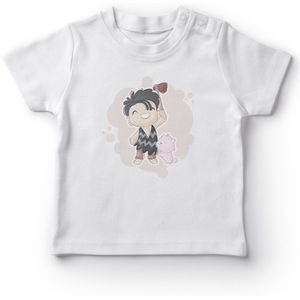 Angemiel Baby Wilde Jongen En Kat Baby Boy T-shirt Wit