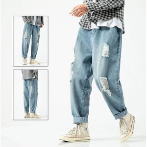 Iidossan Mannen Jeans Met Gat Mannen Regular Fit Hiphop Broek Casual Harem Jeans Streetwear Denim Mannen Geplooide Broek Slouchy Jeans