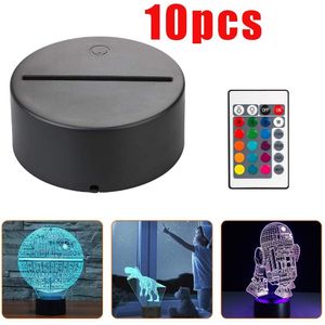 1/5/10Pc Usb Kabel 3D Led Licht Houder Lamp Base Nachtlampje Vervanging 7 Kleur Kleurrijke licht Bases Tafel Decor Houder