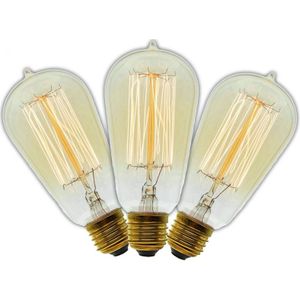 3 Stks/partij Handgemaakte Edison Lampen Carbon Filament Helder Glas 'S Edison Retro Vintage Gloeilamp 40W/60W 220V E27 ST58
