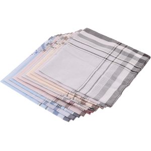 10Pcs Mannen Plaid Zakdoeken 100% Katoen Met Streep Zakdoeken Set Vrouwen Klassieke Zakdoek Pocket Hanky Pocket Pleinen