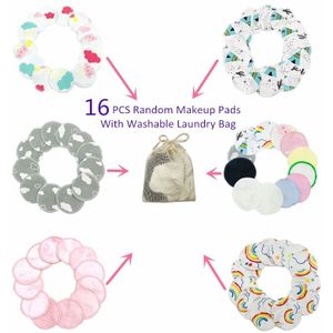 Make-Up Remover Pads 16Pcs Wasbare Biologisch Katoen Rondes Herbruikbare Katoenen Pad Toner Gezicht Zachte Reiniging Doekjes Met Waszak